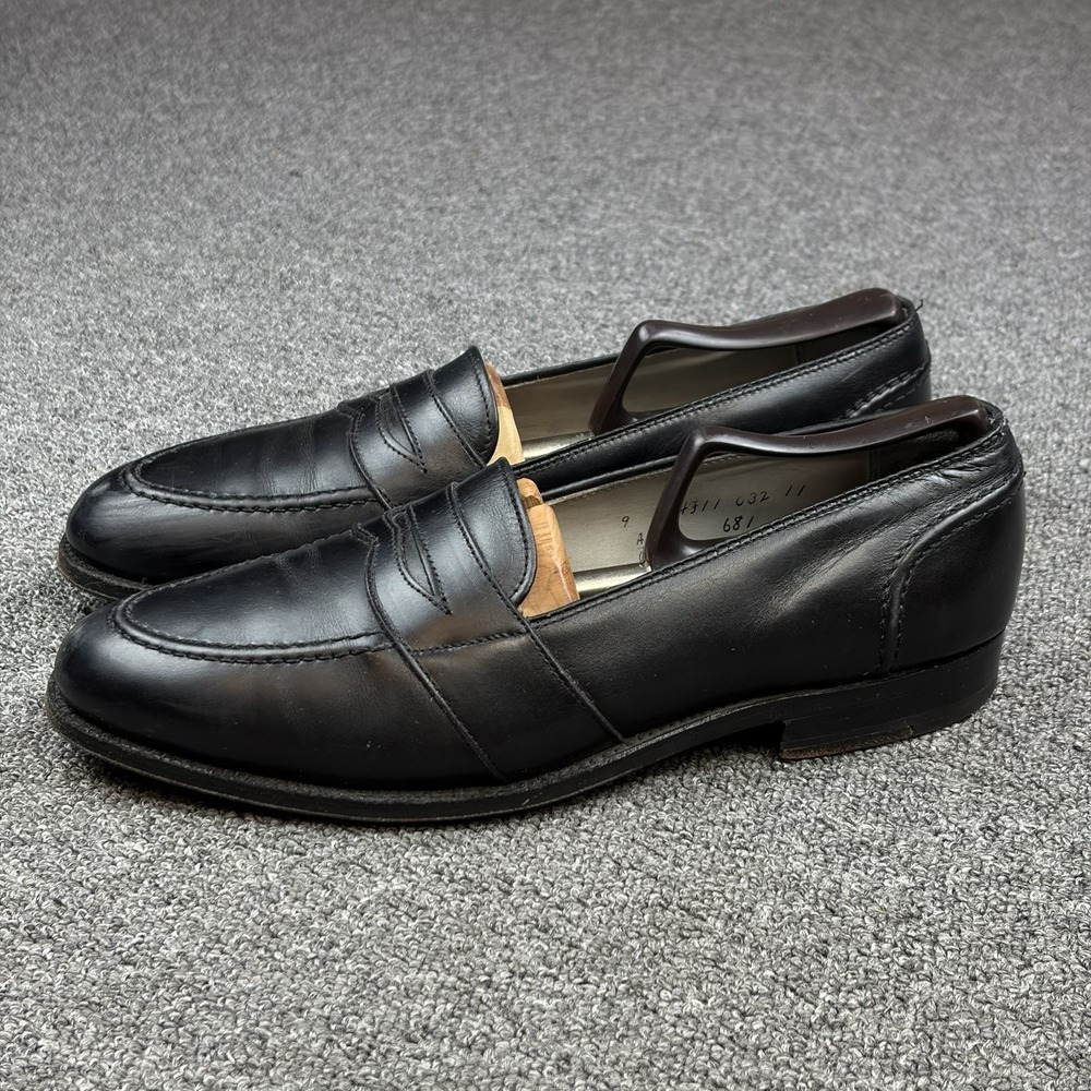 Alden 681 Full Strap Penny Loafers Black Calfskin Leather Slip On USA Mens 9 A/C